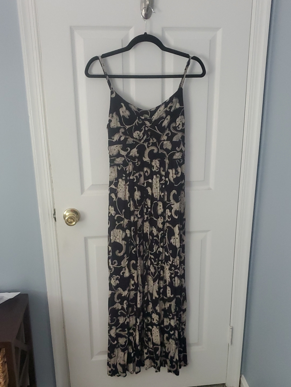 Moulinette Soeurs Black Maxi Dress with Cream Paisley Print